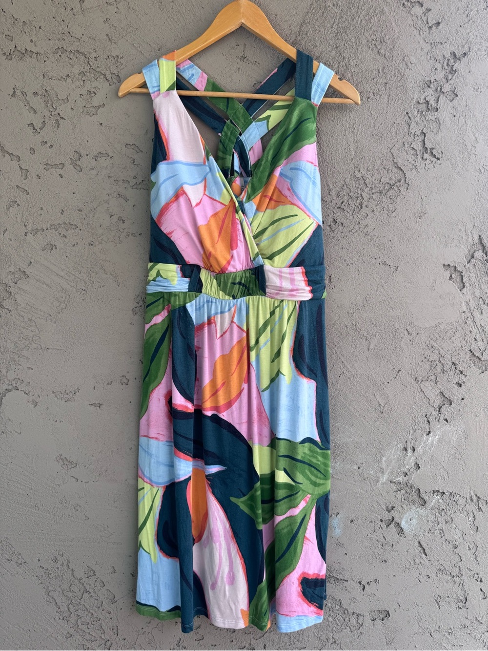 Soma Multicolor Leaf-Print Sleeveless Midi Dress extra large